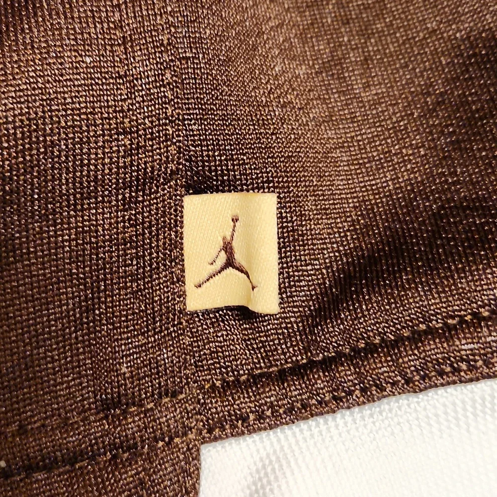 Air Jordan Embroidered Jumpman Logo Full Zip Sweater Vintage Y2K Brown And Gold - Picture 15 of 15